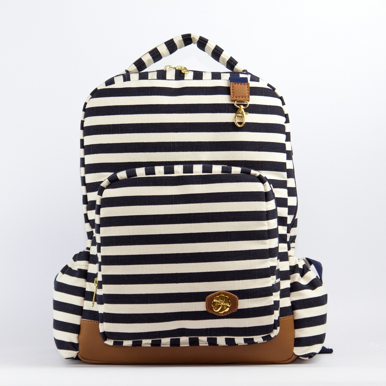 Pitanga-Helena-Mochila-Maternidade-Divisórias-Listras-Marinheiro-Frente