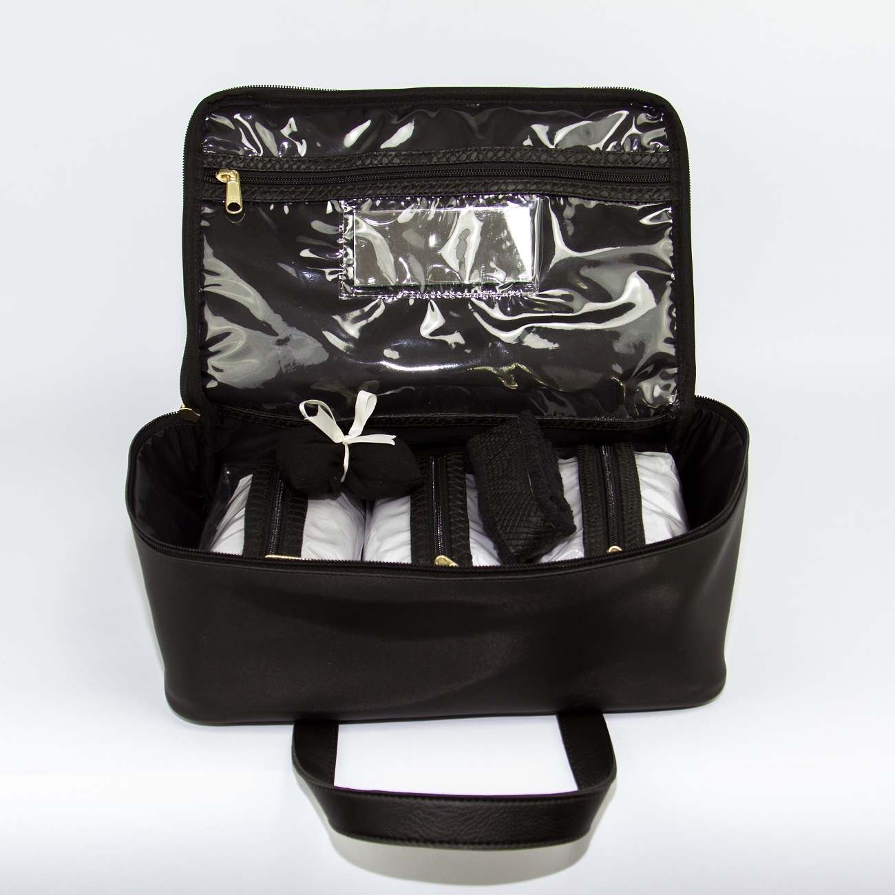 Pitanga-Necessaire-Kit- Couro-Croco Preta-Interno