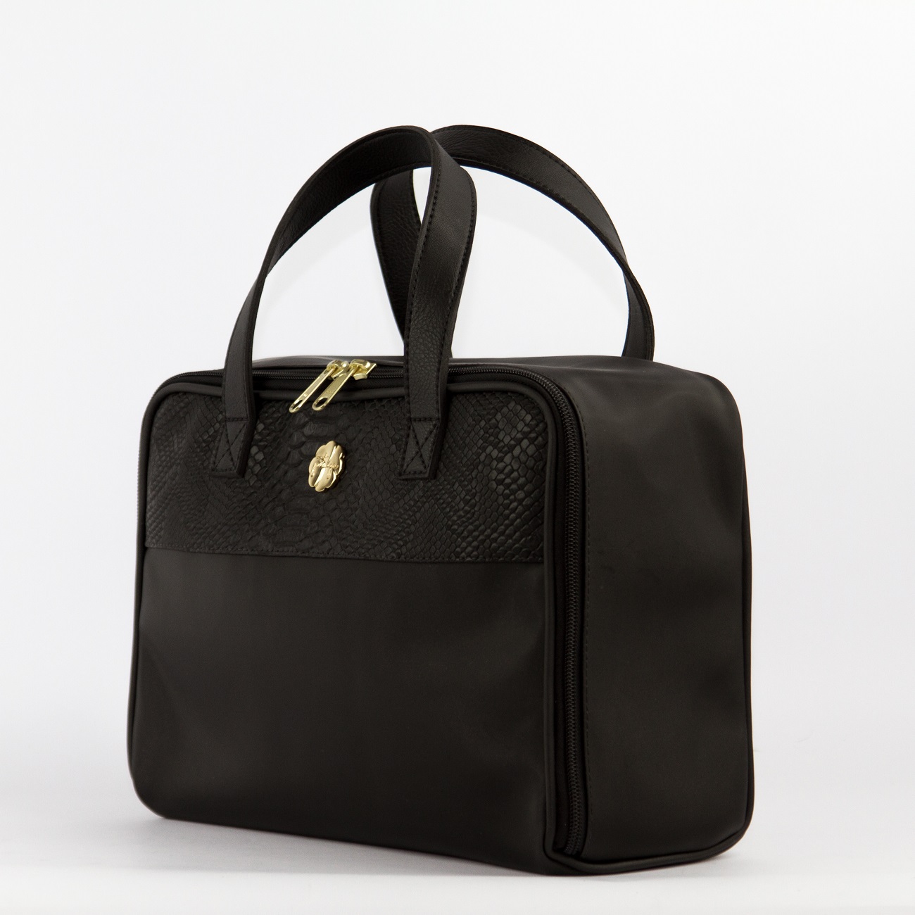 Pitanga-Necessaire-Kit- Couro-Croco Preta-Lateral